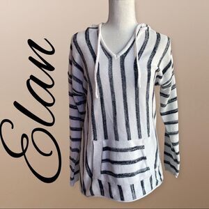 ELAN lightweight, knit striped hoodie w/ kangaroo pockets, 100% Cotton